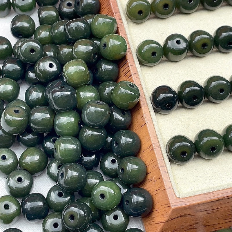 Dark Green bodhi beads 【Barrel shape 11mm 】