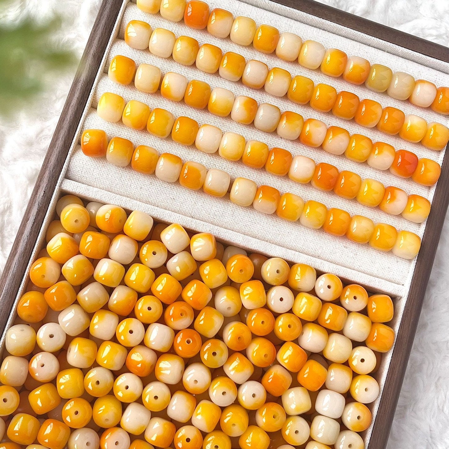 K021-Gradient Orange Bodhi Bead-【Barrel shape 12mm 】